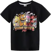 [HERSE] Kids Boys/Girls T-Shirt Five Nights at Freddy's Pizza (14, Black)