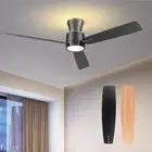 Ceiling Fans with Lights and Remote,52 inch Black Low Profile Ceiling Fan wit...