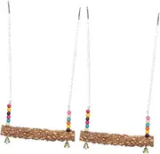 PEPLAYTAL Wooden Chick Swing Toy Set Parrot Perch Stand for Pet Chicken Sturdy Safe Playtime
