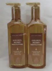 Bath & Body Works Cleansing Gel Hand Soap Lot Set of 2 GOLDEN BERRY MISTLETOE