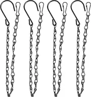 XDW-GIFTS 4-Pack 25.5 Inch Hanging Chain with Hooks for Hanging Bird Feeders, Birdbaths, Planters, Lanterns, Wind Chimes, Baskets, Billboards, Decorative Ornaments, Outdoor Indoor Use (Black)