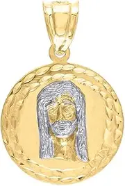 [JewelryWeb] Gold Two tone Dc Unisex Jesus Height 31.3mm X Width 20.4mm Religious Charm Pendant Necklace Jewelry for Women