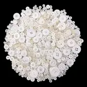 600-700Pcs White Buttons for Crafts Bulk White Craft Buttons Assorted Size for