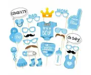 25pcs Boy Baby Shower Mustache Balloon Set Photo Booth Props Birthday Decor Blue
