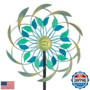 Sunnylight Metal Wind Spinners Outdoor,13'' Dia Green Double Wind Spinner and