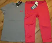 Under Armour gray logo top & capris cropped leggings NWT girls' XL YXL
