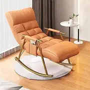 QIADIAOC Armchair Rocking Chair Accent Glider Lounge Chair Living Room Bedroom Recliner,Occasional Chairs Backrest 5 Positions and Soft Padded Cushion(Orange,Golden feet)