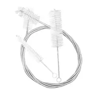 3Pcs French Horn Trombone Trumpet Cleaning Set Stainless Steel Nylon Brush Musical Instrument Clean White
