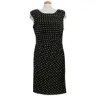 RALPH LAUREN Black Cream Polka Dot Stretch Jersey Cap Sleeve Sheath Dress 14