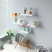 Set of 2 Floating Shelves Wall Mounted Shelf, for Home Decor Deep White Color