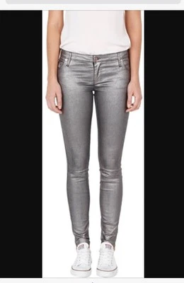 Sass And Bide "the Announcement" Metallic Jeans Size 25 Silver