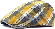 [ZLSLZ] Men's Breathable Flat Plaid Ivy Newsboy Cabbie Gatsby Golf Driving Hat Cap