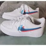 NIKE AIR FORCE 1 白色 藍粉 螢光 雙溝 3D 滑板鞋 休閒鞋 情侶鞋 BV2551-100