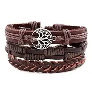 Men's Leather Bracelet Thick Chain Totem Series Wedding Tree of Life Fashion Personalized Rock Leather Bracelet Jewelry Coffee For Party Evening Gift Birthday