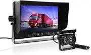Elinz Reverse Camera Kit for Truck Caravan 7 inch Car Reversing Rearview HD Monitor 3 AV Inputs 120º Viewing Angle CCD 600TVL Cam with IR Night Vision, 2X10m 4 PIN Cable, Motorhome RV, 2 Yr Warranty