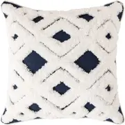 Decorative Throw Pillow Cover Tribal Boho Woven Tufted Lumbar Pillowcase Soft Cushion Set of 2 (Inserts + Pillow Covers,Navy)