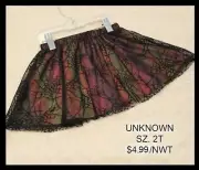 TODDLER GIRLS NWT HALLOWEEN BLACK SPIDER WEB TULLE SKIRT - 2T