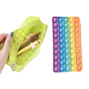 2Pack Pop Bubble Silicon Pen Case Bag, Popper Simple Pencil Box, Sensory Poppet Fidget Toy, Crayon and Marker Organizer Boxes with Zipper, Portable for School Home College Office