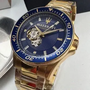 【MASERATI 瑪莎拉蒂】瑪莎拉蒂男錶型號R8823140004(寶藍色錶面金色錶殼金色精鋼錶帶款)