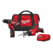 Milwaukee Cordless Drill/Driver + HACKZALL Combo Kit 12V w/ 2-Batteries (2-Tool)