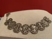 Vintage Souvenir of Maroc Bracelet Hamsa Hand Camels Silvertone Morocco
