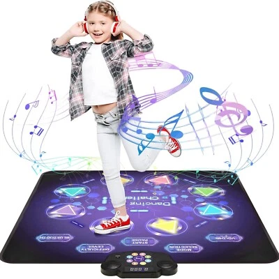 Dance Mat for Kids, LED Light-Up 8-Button Dance Pad with Adjustable Volume, Buil