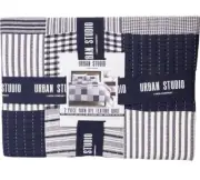 Urban Studio Twin Union Patchwork Quilt Set - 400 gsm, Navy