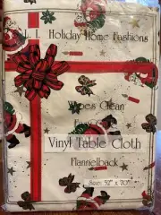 Sultan's Linens SANTA Vinyl Table Cloth Flannel back 52" x 70" Christmas Holiday