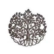 Handcrafted Haitian Metal Art, Symmetrical Tree of Life with Deep Roots, Garden