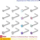 4PCS Surgical Steel Nose Studs Piercing Pins with Zirconia or Opal Stones