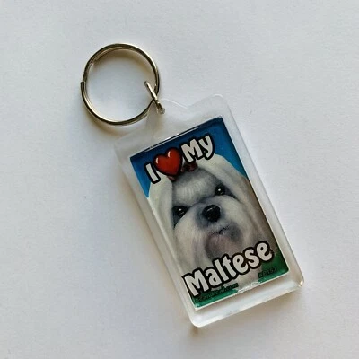 I ❤️ Love My Maltese Keychain Dog Lover Dog Mom Dog Dad
