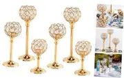 6 Pcs Crystal Candle Holder 3 Sizes Gold Candle Holders Bulk for Wedding Table