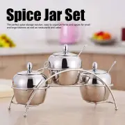 Spice Jars Set Stainless Steel Condiment Seasoning Containers Set with Spoon Lid