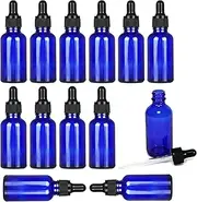 Paifeancodill Boston Round Glass Bottles, 13 Pcs Glass Dropper Bottles, 30 ml Glass Tincture Bottles, Refillable Essential Oil Bottles for Essential Oil, Perfumes, Aromatherapy, Chemistry Lab (Blue)