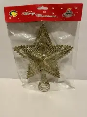 Gold Glittered Star Tree Topper, 10" Christmas Home Decoration