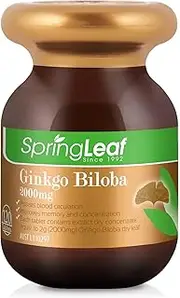Spring Leaf Ginkgo Biloba 2000mg 120Tab - For Memory & Focus - Support Brain & Cognitive Function - Antioxidant with High Level Flavonoid - Improve Peripheral Blood Circulation