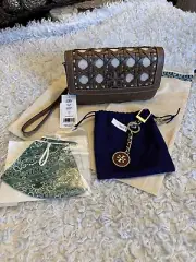 Tory Burch Britten Basket - Weave Chain Wallet, Moose LOT