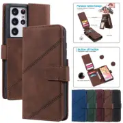 For Samsung S21 Ultra S20 FE S10 S9 S8 Plus Case Leather Wallet Card Flip Cover
