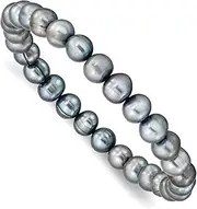 [JewelryWeb] 6 7mm Grey Freshwater Cultured Pearl Stretch Bracelet-Stretch-Bracelet for Women