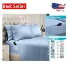 Luxury 6-Piece King Size Sheets Set - Extra Deep Pocket Up to 21” – Light Blue