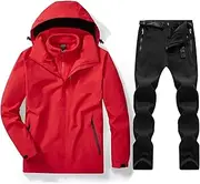 [ZSCAL] Men's Ski Jacket and Pants Set, Men Winter Waterproof Windproof Keep Warm Loose Ski Suit 2-Piece Set, Snowsuit Winter Coat, for Lovers of Outdoor Casual Ski Suit (Color : Red, Size : Medium)