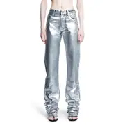 [THE ATTICO] Shiny Coated Denim Long Jeans Silver