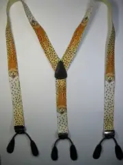 Men's Suspenders - WLCH Wildlife Cheetah Leather Button, Y Style, USA Made