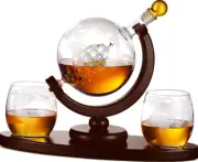 Sailing Whiskey & Wine Decanter Globe Chiller Stones & Glasses Father's Day Gift