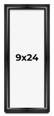 9x24 Shadow Box Frame Black | 1.25 inches Deep Real Wood Contemporary Shadowbox
