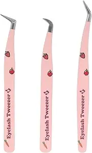 3pcs High Precision Eyelash Tweezers Durable Stainless Steel Lash Extension Tools for Effortless Curling and Application for DIY Volume Lashes