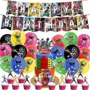 Nmaov Power Rangers Theme Birthday Party Supplies Decoration Banner Balloons Cake Cupcake Toppers Set