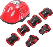 WOONEKY Thickened Boys and Girls Safety Helmet Roller Skating Skateboarding Scooter Riding Helmet Pads Adjustable Straps Fashionable Red