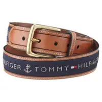 在飛比找ETMall東森購物網優惠-Tommy Hilfiger 2012男品味織帶鑲嵌棕色皮帶