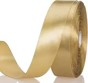 YASEO 1 Inch Champaign Gold Solid Satin Ribbon, 50 Yards Craft Fabric Ribbon for Gift Wrapping Floral Bouquets Wedding Party Decoration